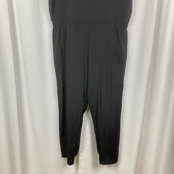 Vince Black Silk Short Sleeve Cropped Jumpsuit Sz.12 - Picture 7 of 16